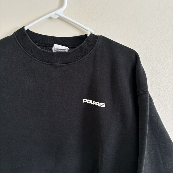 Vintage Polaris Snowmobile Racing Sweatshirt Graphic Print Black - Size XL - Picture 3 of 8